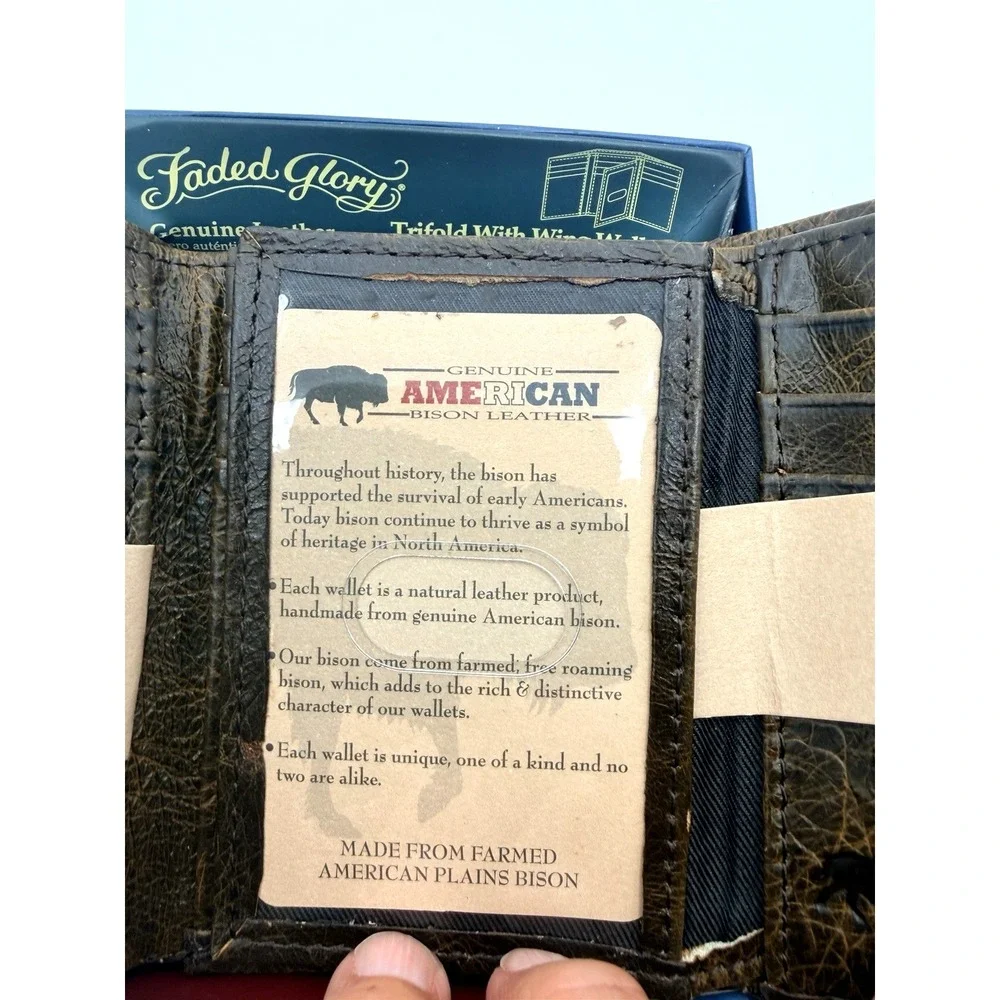 Faded Glory Men's American Bison Leather Trifold Wallet